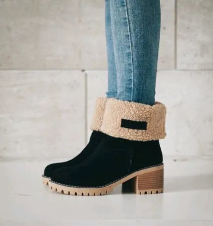 Botines de invierno para mujer con diseño moderno y tacón bajo