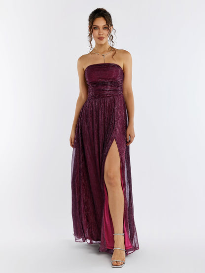 Backless Glitter Tube Maxi Dress