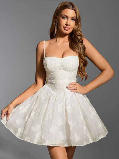 Bow Tie Back Jacquard Corset Cami Dress