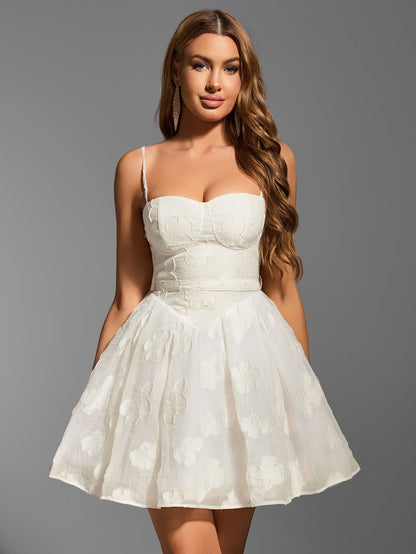 Bow Tie Back Jacquard Corset Cami Dress