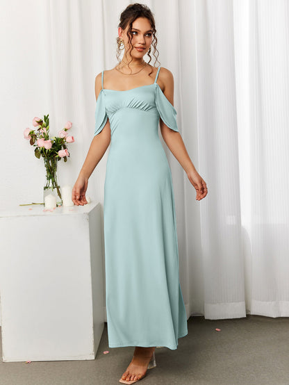 Draped Sleeve Ruched Bust Bodycon Dress