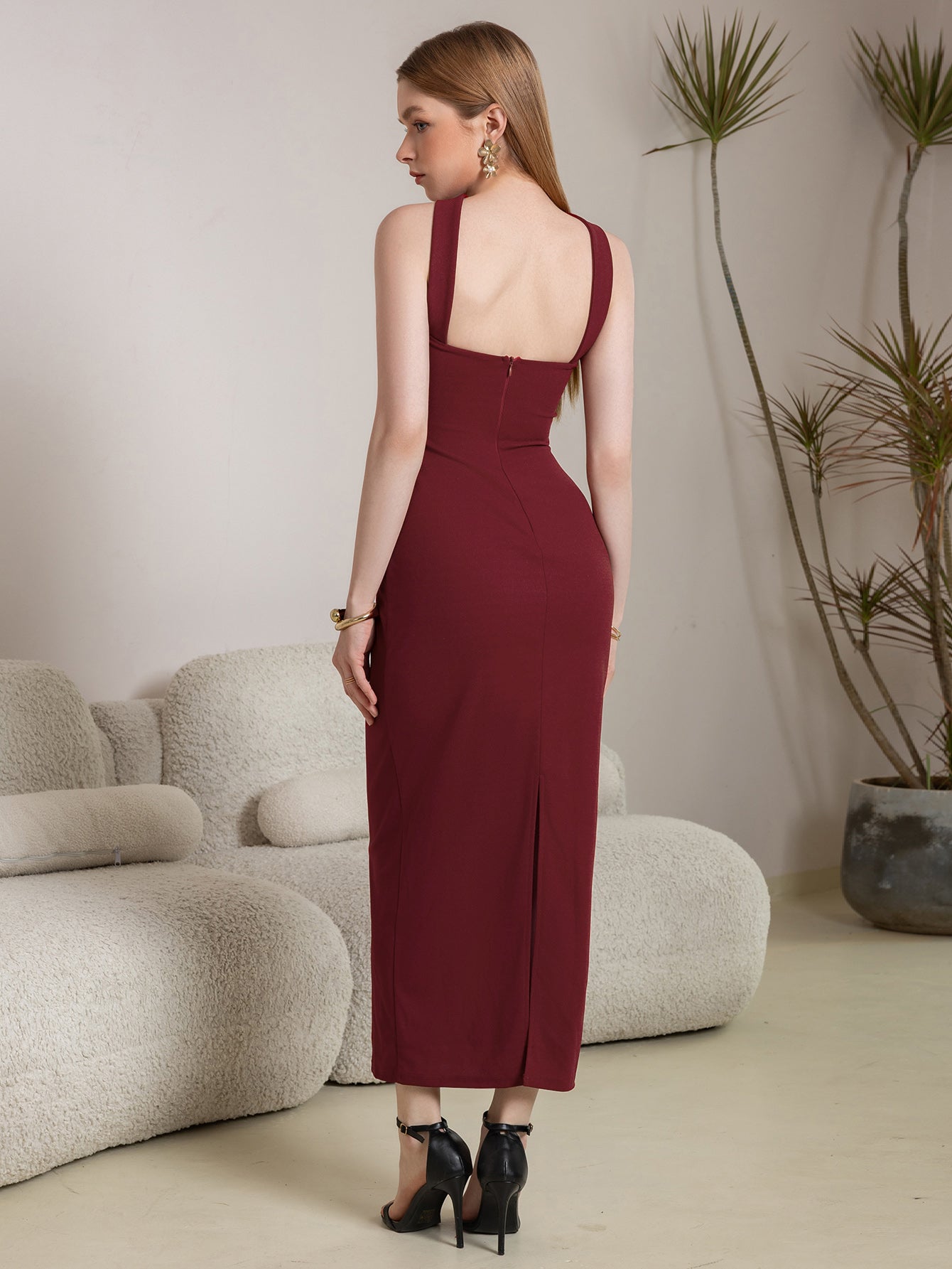 Halter Backless Split Bodycon Long Dress