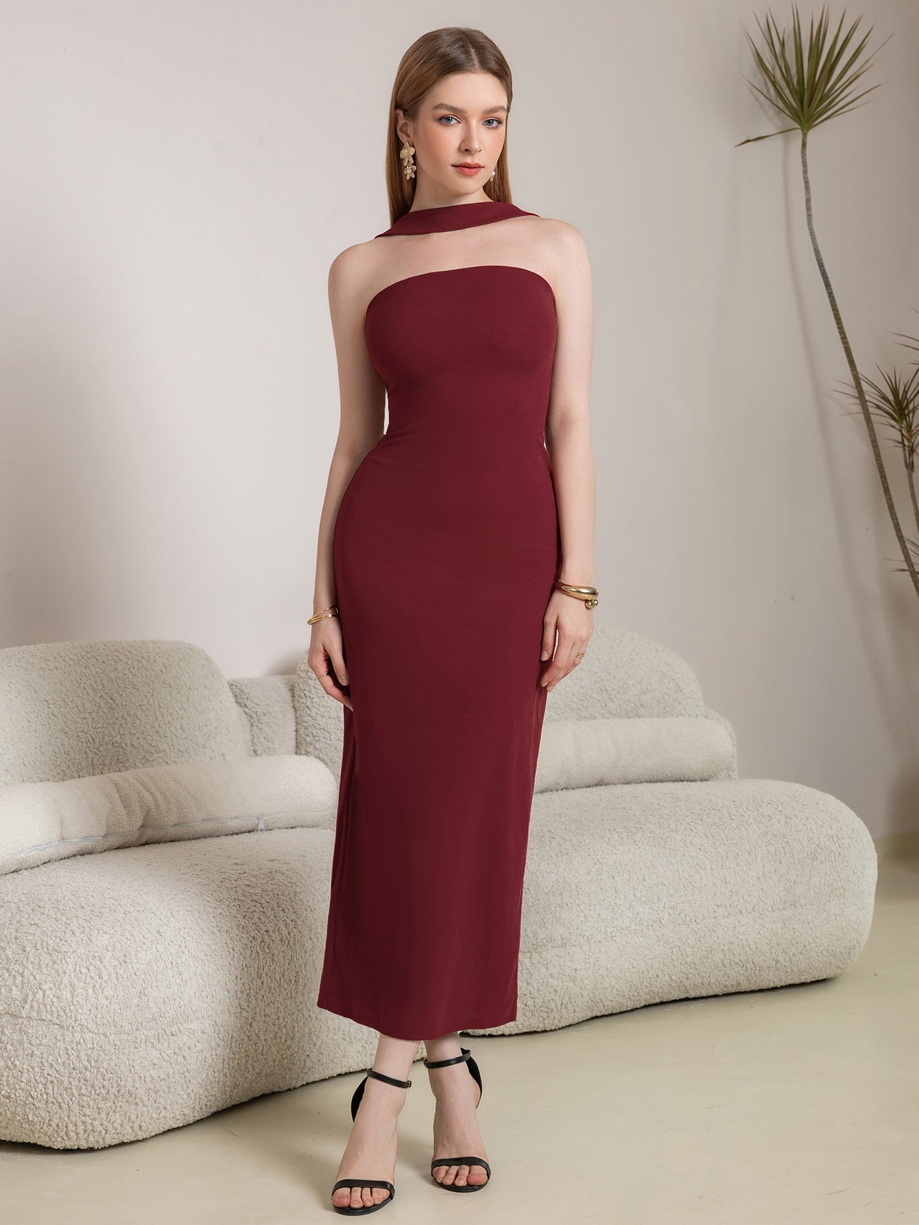 Halter Backless Split Bodycon Long Dress