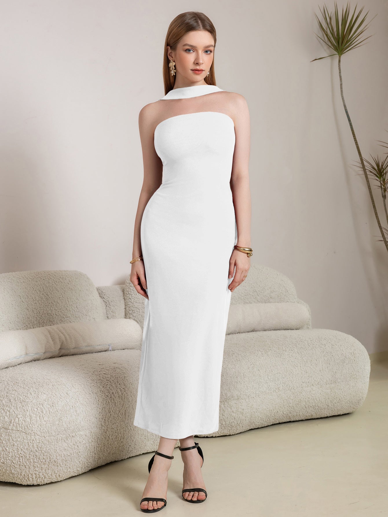 Halter Backless Split Bodycon Long Dress