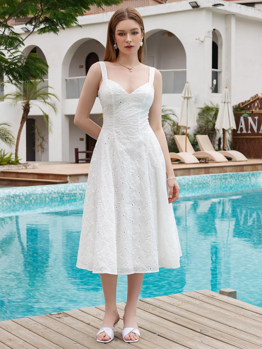 Jacquard V-Neck Tie Back Midi Dress