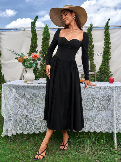 Long Sleeve Tie Back A-Line Dress