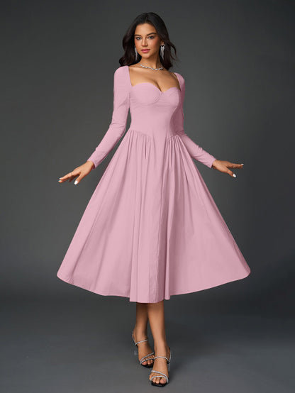 Long Sleeve Tie Back A-Line Dress