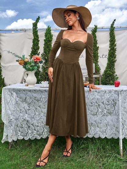 Long Sleeve Tie Back A-Line Dress