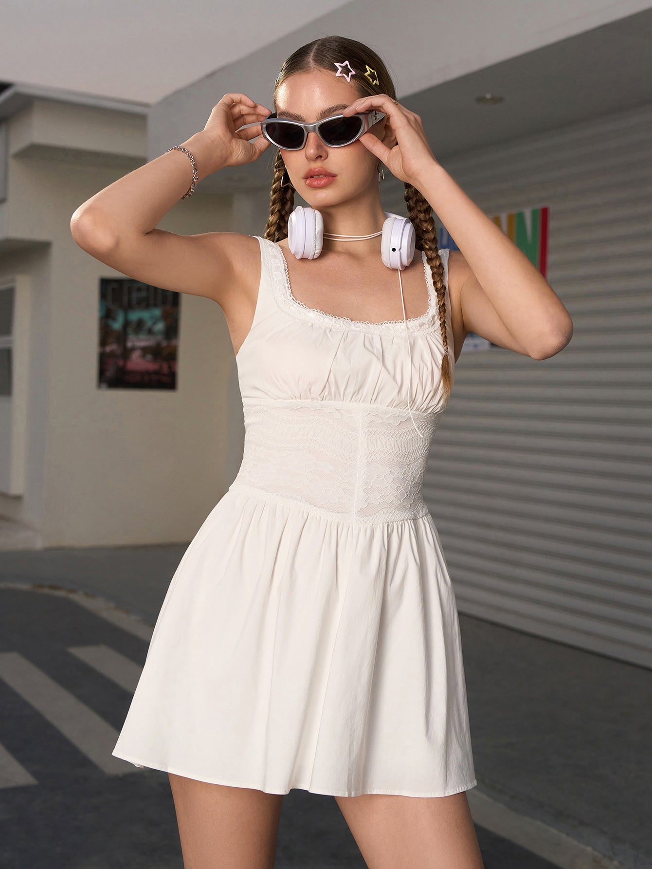 Ruched Bust Ruffle Hem Dress