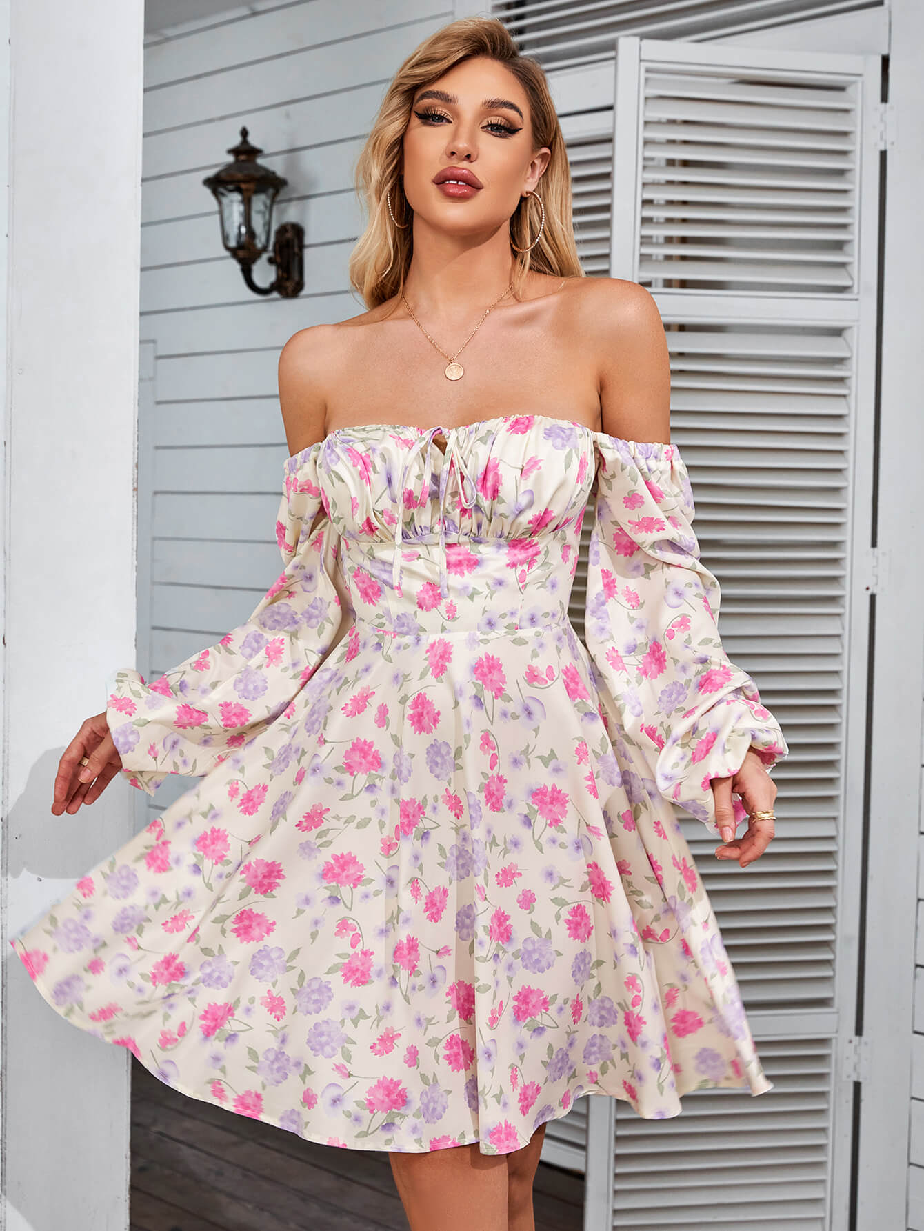 Tie Front Ditsy Floral Dress