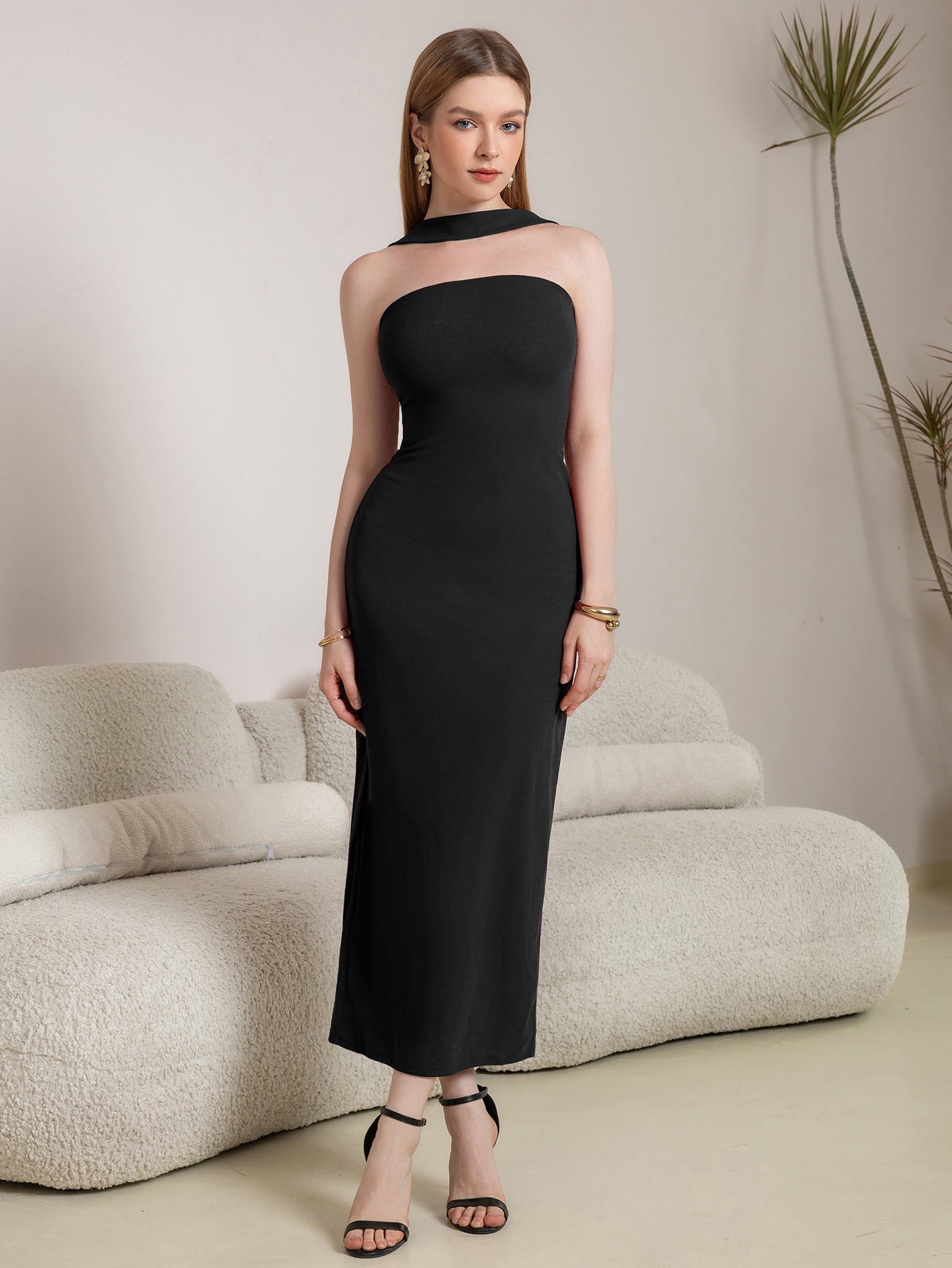 Halter Backless Split Bodycon Long Dress