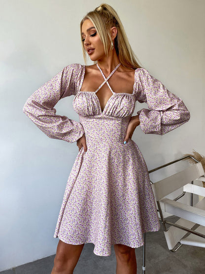 Tie Front Ditsy Floral Dress