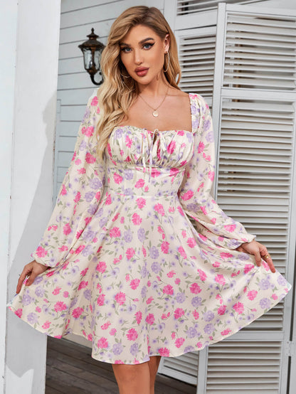 Tie Front Ditsy Floral Dress