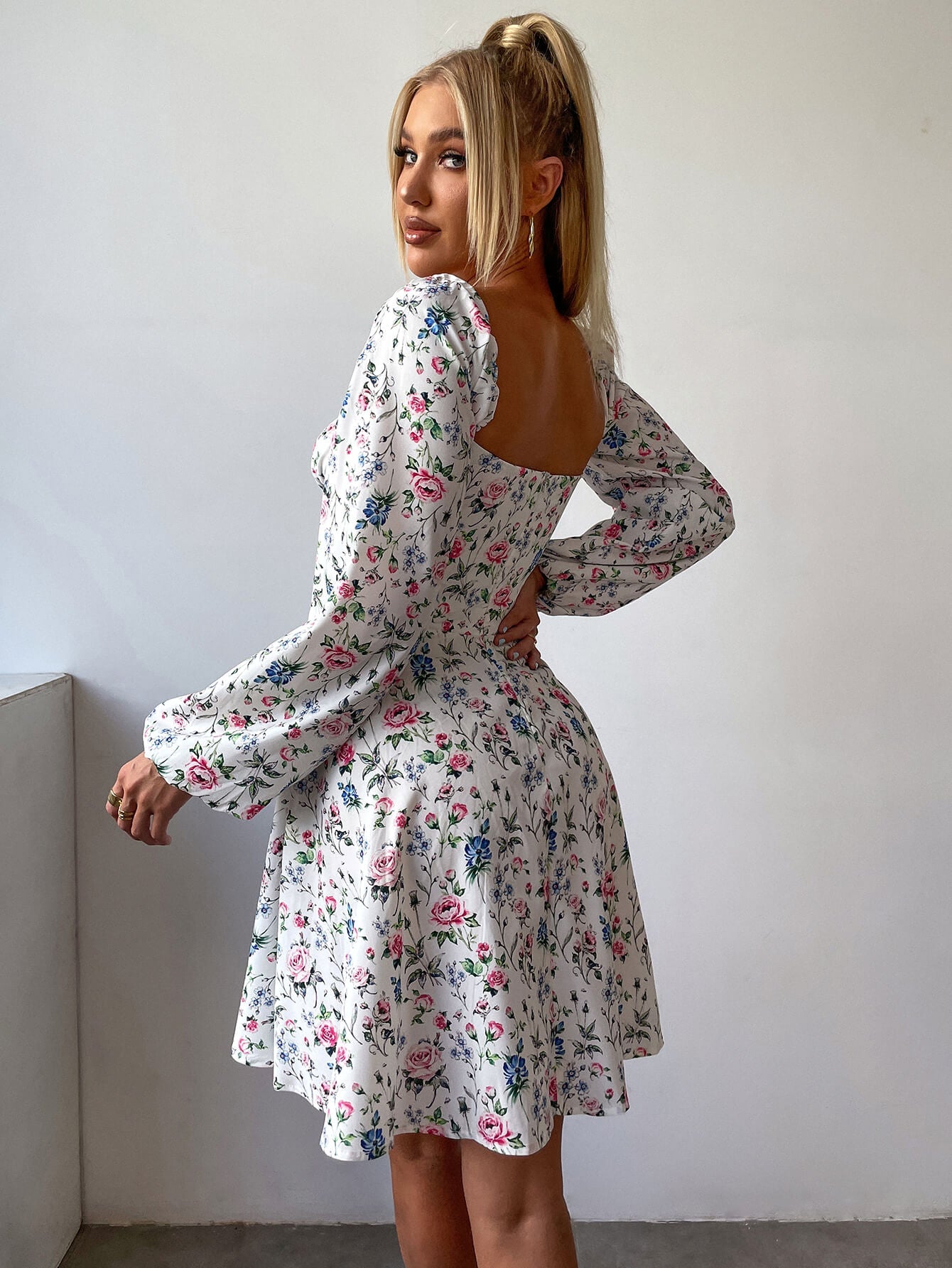 Tie Front Ditsy Floral Dress