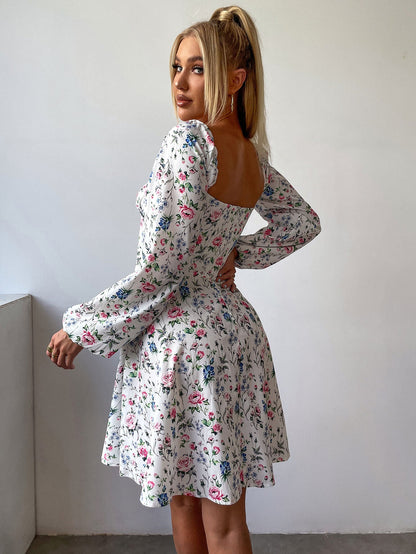 Tie Front Ditsy Floral Dress