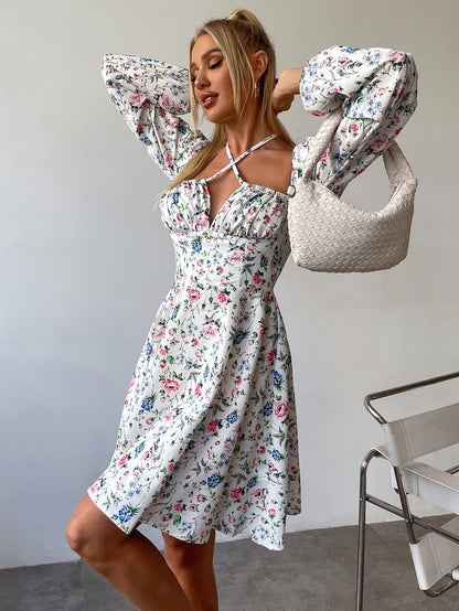Tie Front Ditsy Floral Dress