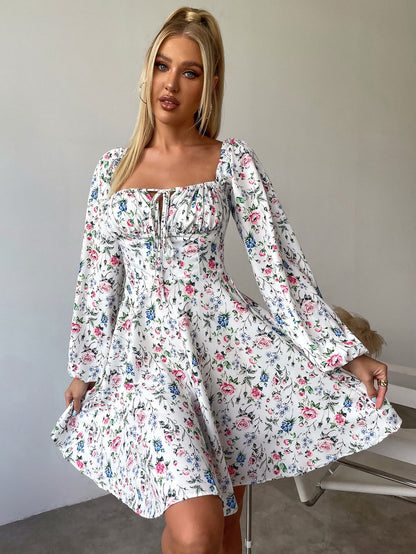 Tie Front Ditsy Floral Dress